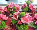 Green Dianthus Balls with Amaryllis and Roses