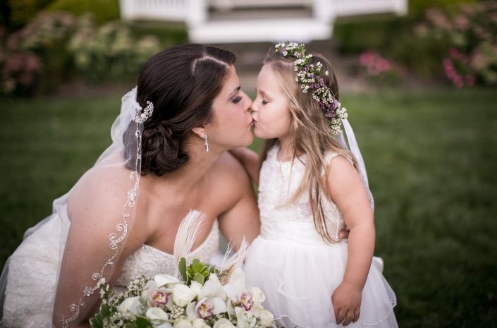 Bride and flowergirl